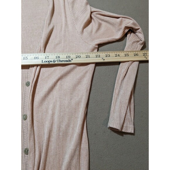 Lulus Women's Dusty Rose Ribbed Long Cardigan Sweater Size XL - Picture 7 of 7